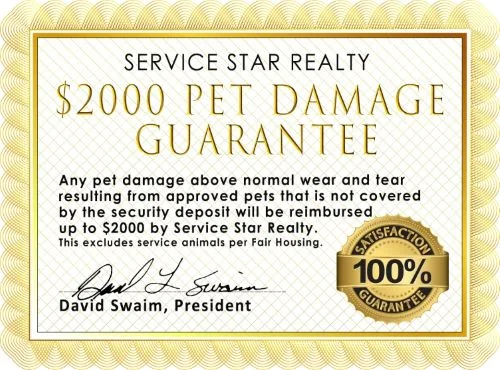 $2000 Pet Damage Guarantee